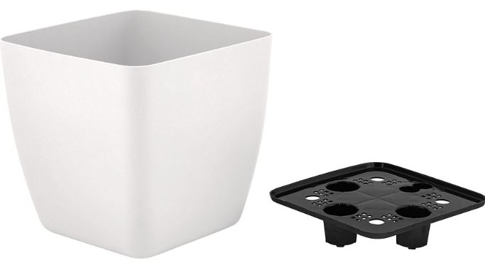 Горшок с дренажной вставкой InGreen Vienna, 5л, квадратный, белоснежный жасмин                          